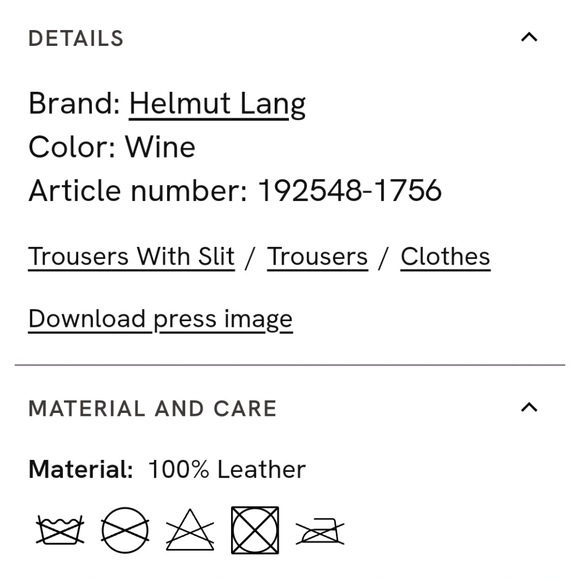 Helmut Lang slit leather pants size 12 wine/oxblood NWOT - Picture 7 of 16